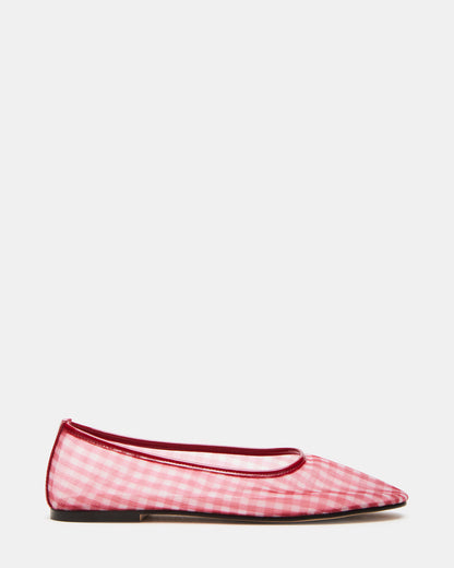 MEADOW Red Gingham Mesh Women's Ballet Flats - Steve Madden