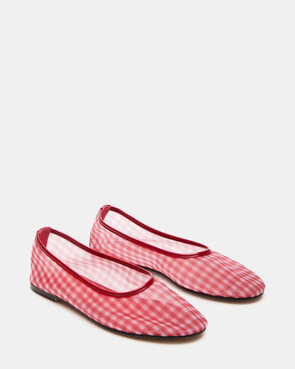 MEADOW Red Gingham Mesh Women's Ballet Flats - Steve Madden