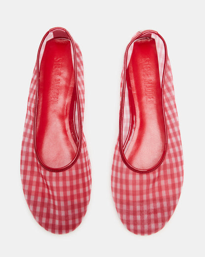 MEADOW Red Gingham Mesh Women's Ballet Flats - Steve Madden