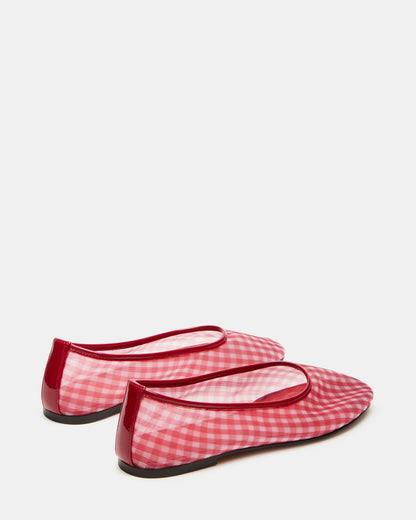 MEADOW Red Gingham Mesh Women's Ballet Flats - Steve Madden