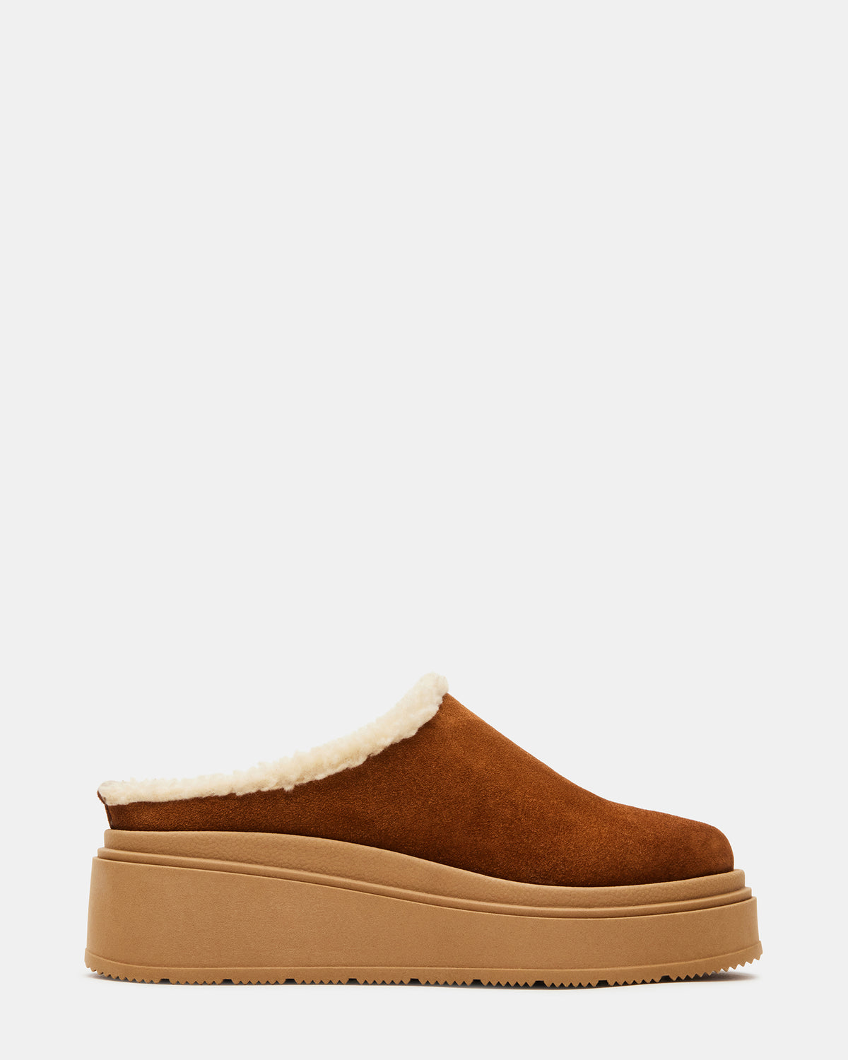 SMORES Tan Suede Faux Fur Slip-On | Women's Flats - Steve Madden