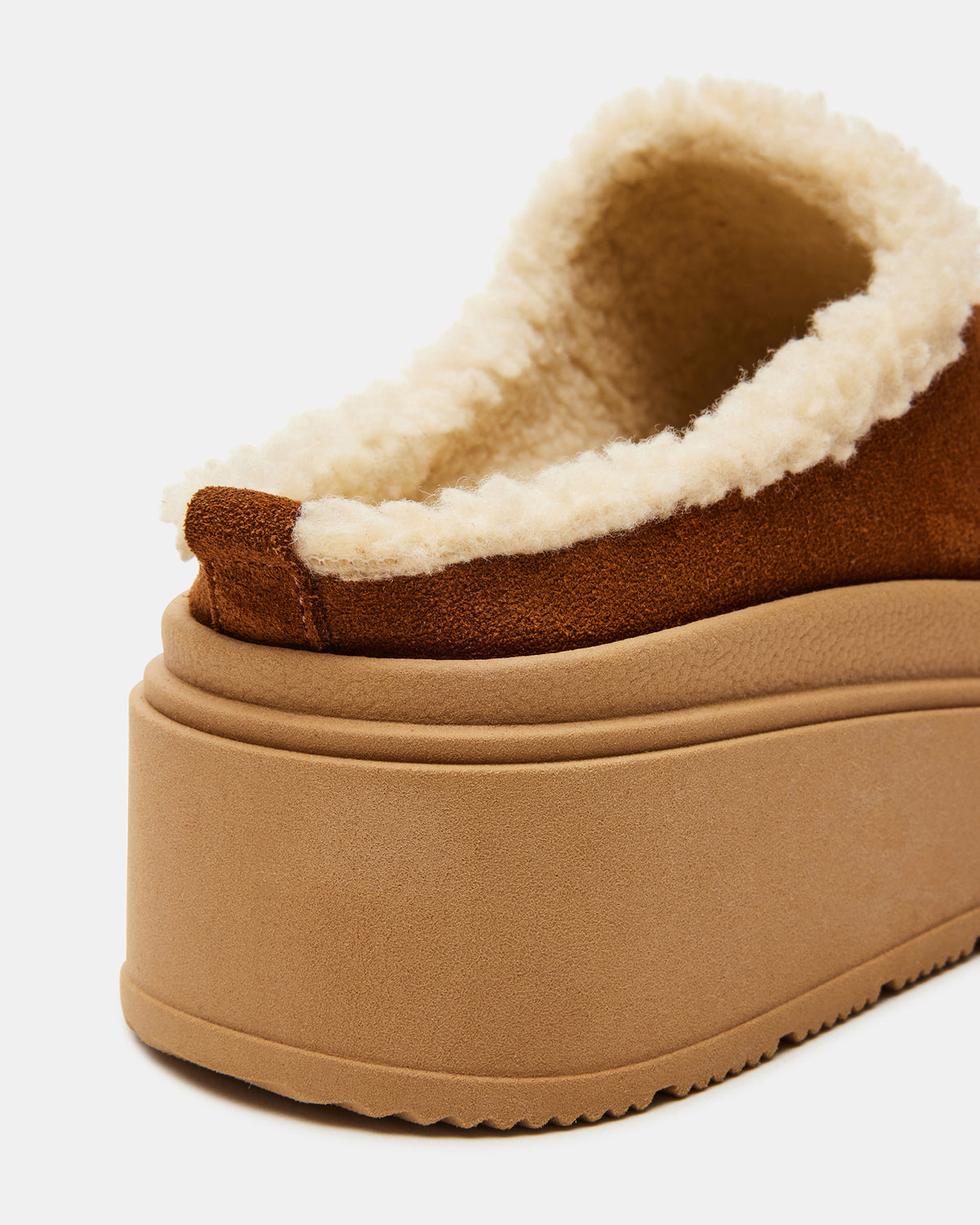 SMORES Tan Suede Faux Fur Slip-On | Women's Flats - Steve Madden