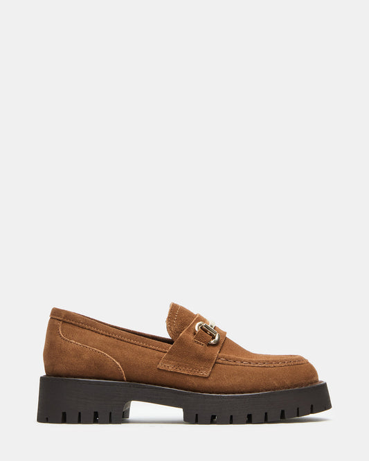 LANDO Cognac Suede Lug Women's Loafer - Steve Madden