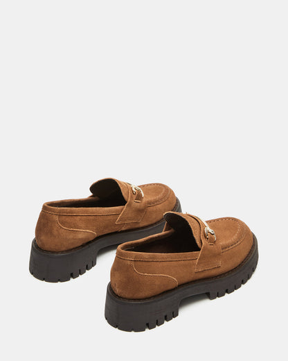 LANDO Cognac Suede Lug Women's Loafer - Steve Madden