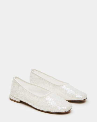 GARCELLE White Sequin Women's Ballet Flats - Steve Madden