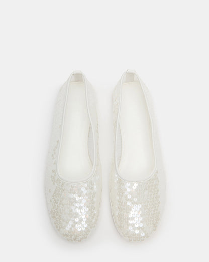 GARCELLE White Sequin Women's Ballet Flats - Steve Madden