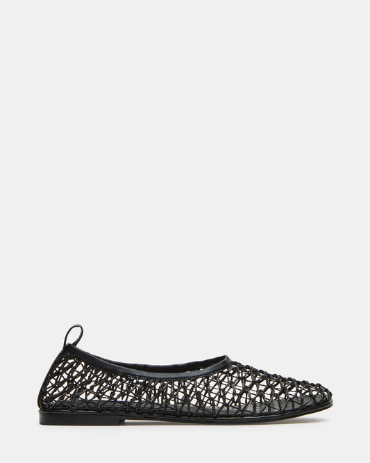 AMBROSIA Black Women's Net Caged Ballet Flat - Steve Madden