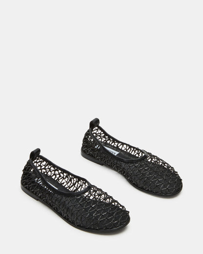 AMBROSIA Black Women's Net Caged Ballet Flat - Steve Madden