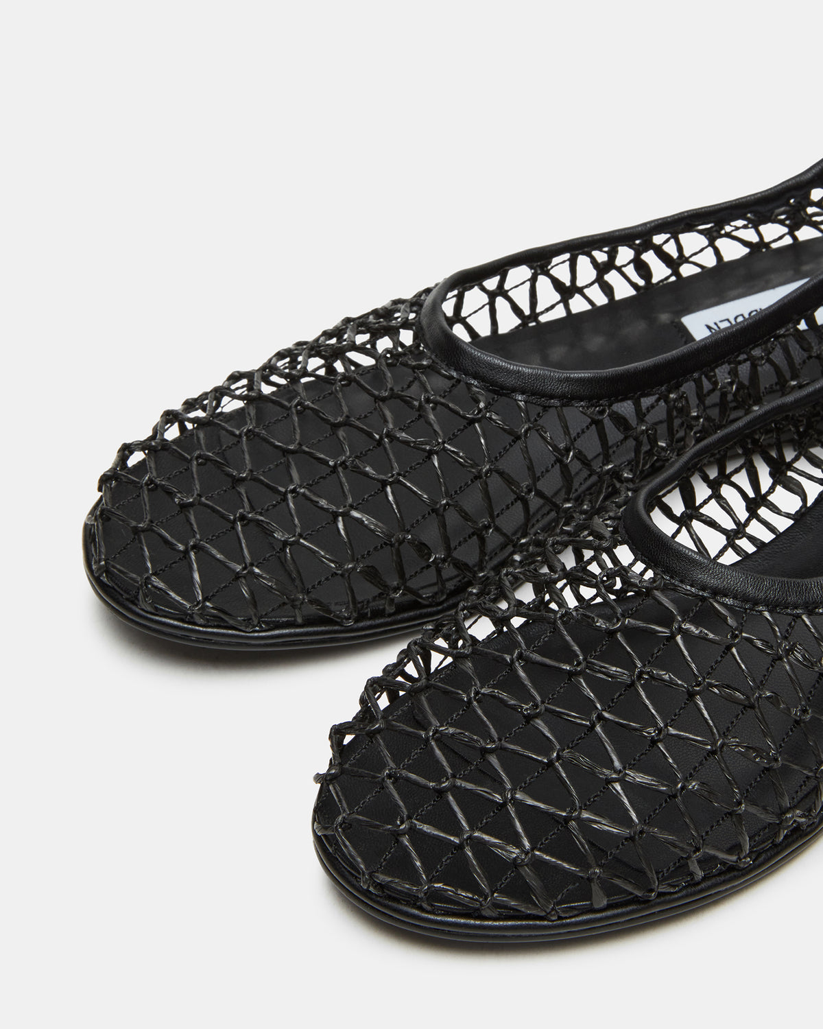 AMBROSIA Black Women's Net Caged Ballet Flat - Steve Madden