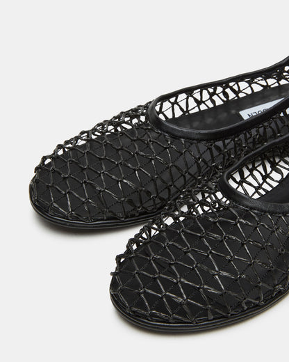 AMBROSIA Black Women's Net Caged Ballet Flat - Steve Madden