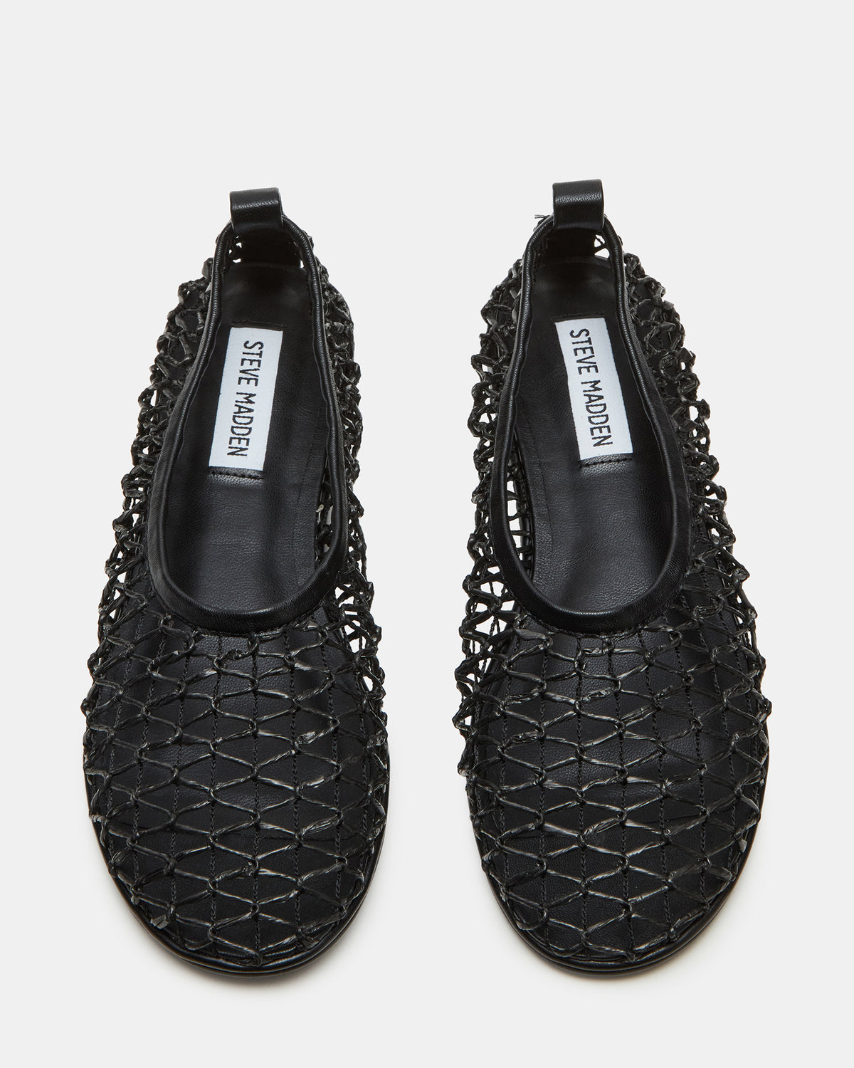 AMBROSIA Black Women's Net Caged Ballet Flat - Steve Madden