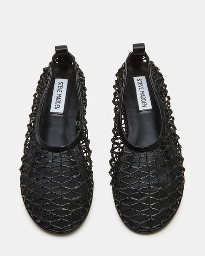 AMBROSIA Black Women's Net Caged Ballet Flat - Steve Madden