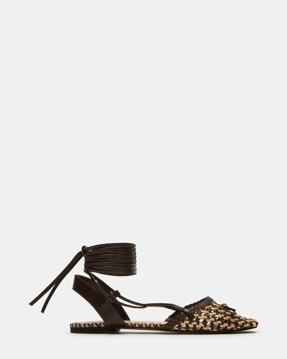 GOSSAMER Brown Leather Women's Woven Lace-Up Ballet Flat - Steve Madden
