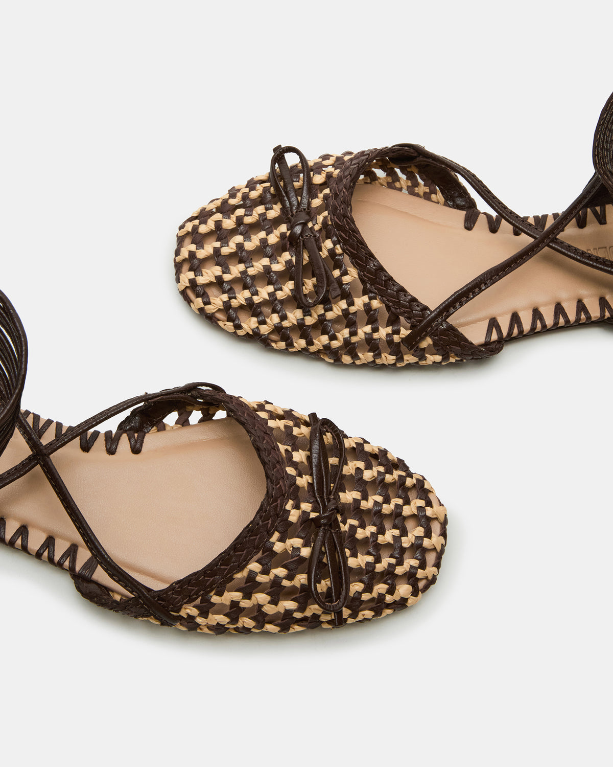 GOSSAMER Brown Leather Women's Woven Lace-Up Ballet Flat - Steve Madden