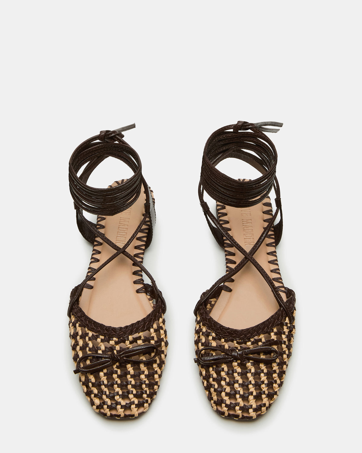 GOSSAMER Brown Leather Women's Woven Lace-Up Ballet Flat - Steve Madden