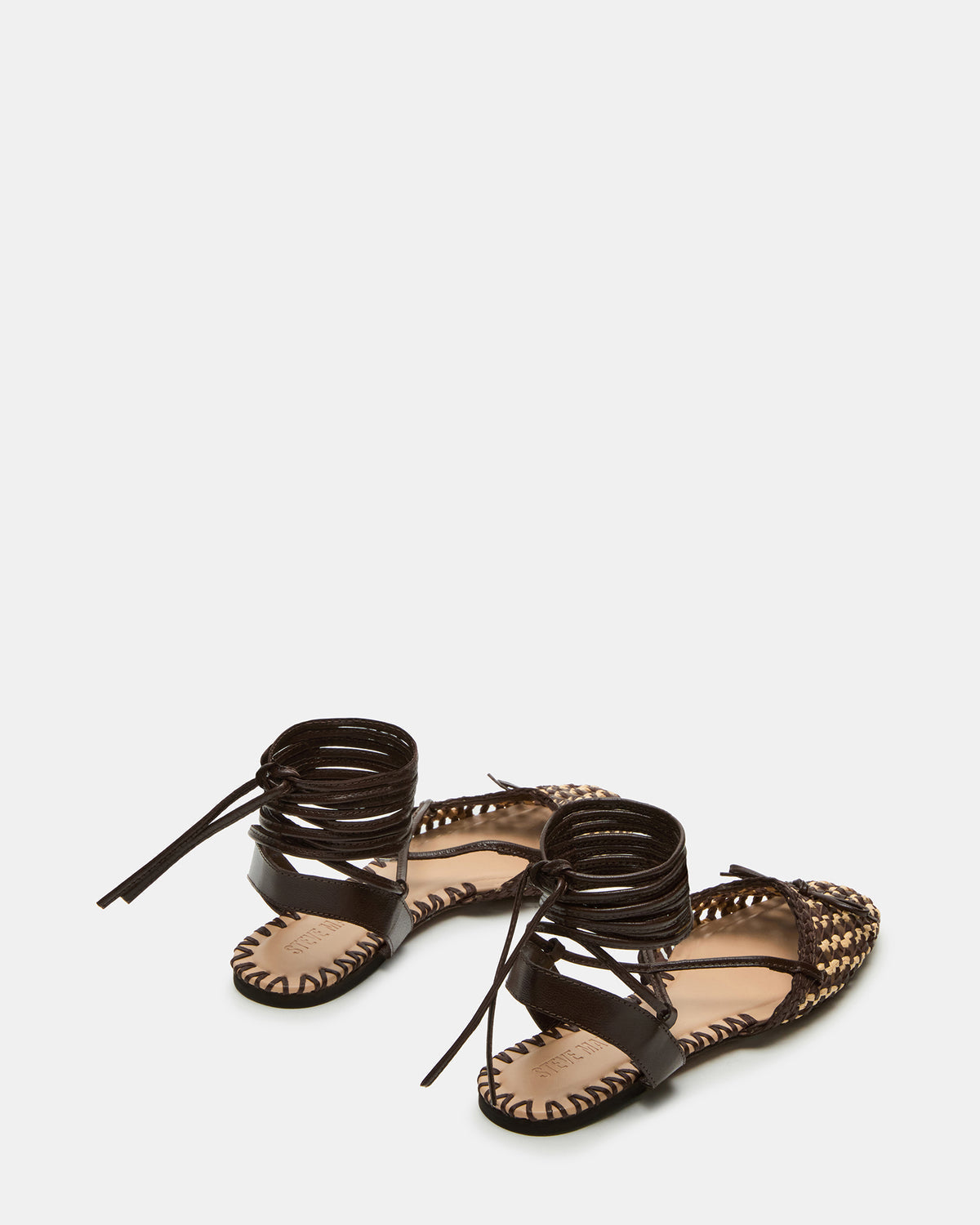 GOSSAMER Brown Leather Women's Woven Lace-Up Ballet Flat - Steve Madden