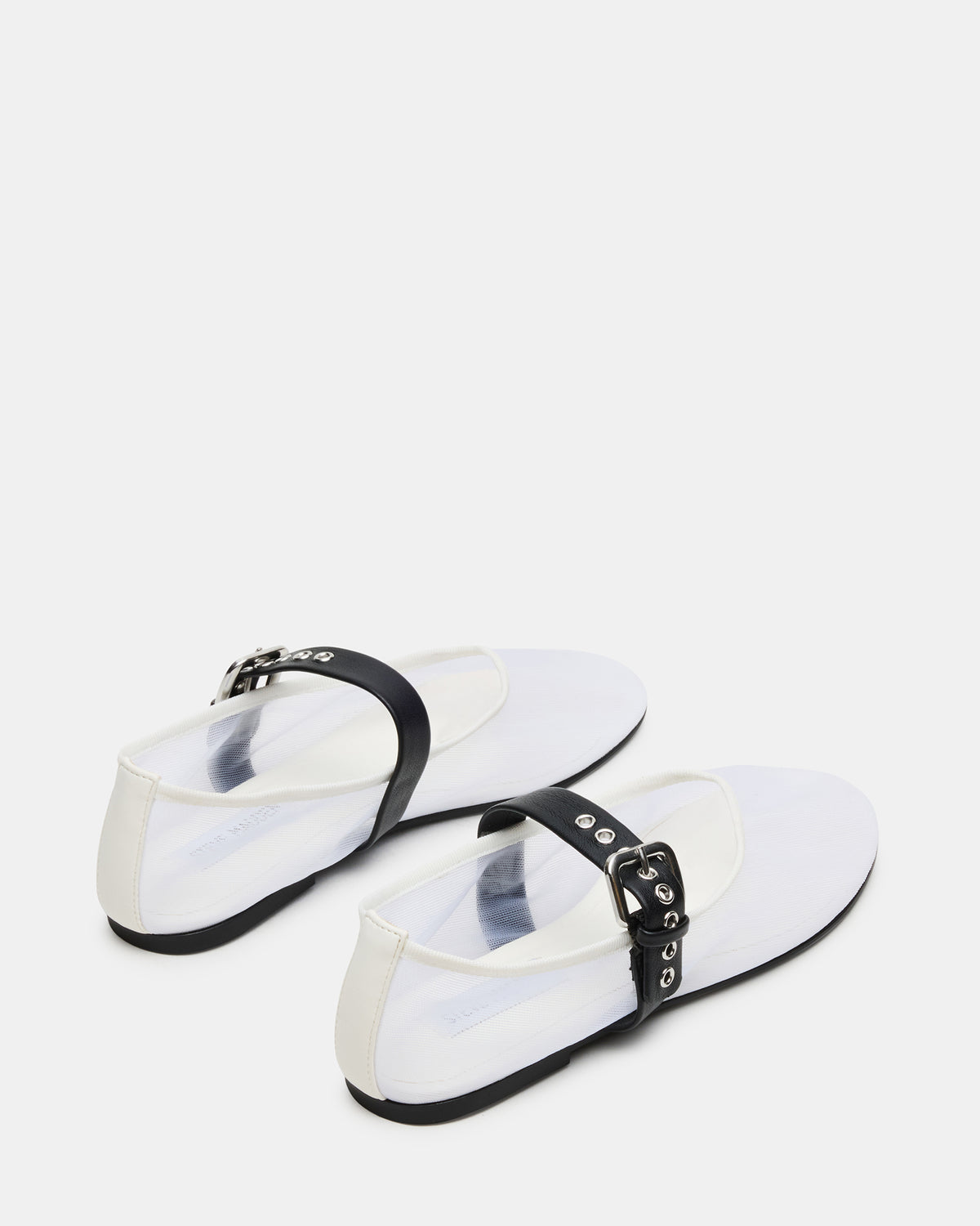 MITSY White/Black Mary Jane Mesh Ballet Women's Flat - Steve Madden