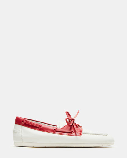 SAG Bone/Red Women's Boat Shoe - Steve Madden