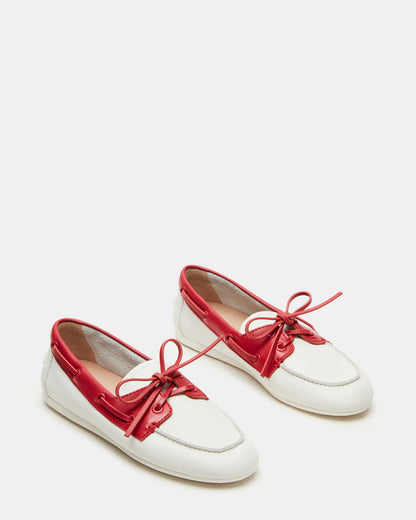 SAG Bone/Red Women's Boat Shoe - Steve Madden