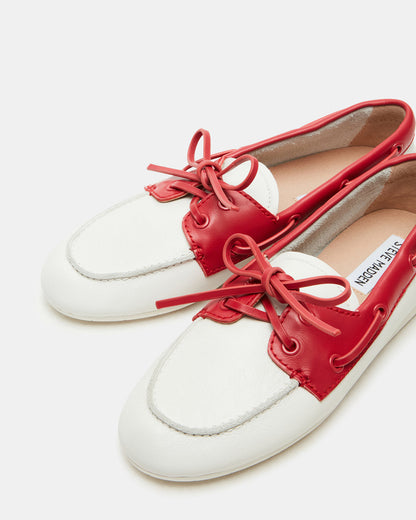 SAG Bone/Red Women's Boat Shoe - Steve Madden