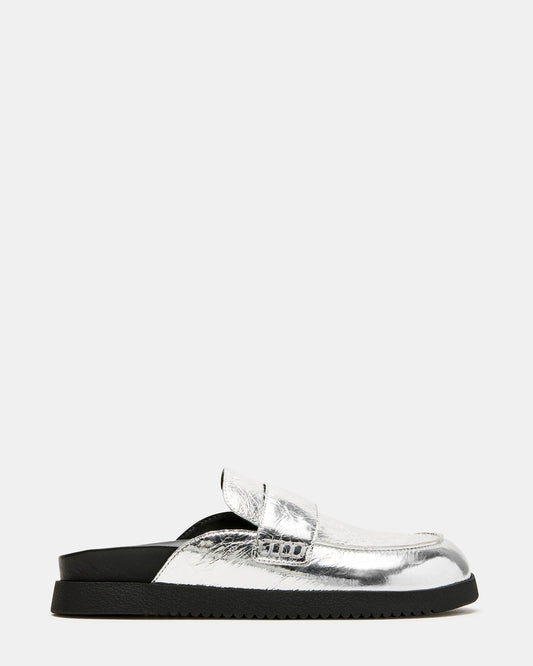SKIPPER Silver Metallic Women's Slip-On Mule - Steve Madden