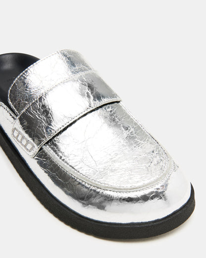 SKIPPER Silver Metallic Women's Slip-On Mule - Steve Madden