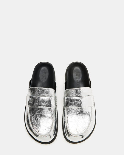 SKIPPER Silver Metallic Women's Slip-On Mule - Steve Madden