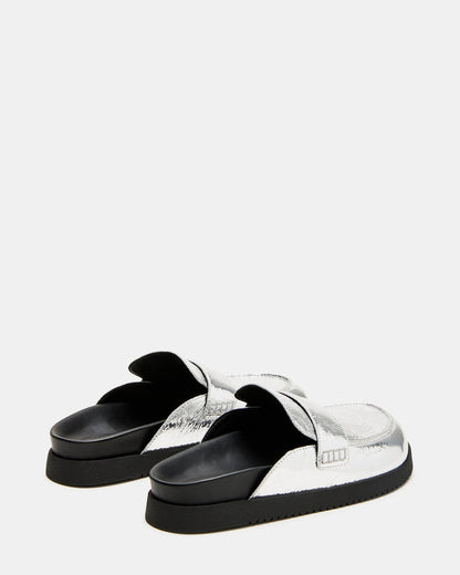 SKIPPER Silver Metallic Women's Slip-On Mule - Steve Madden