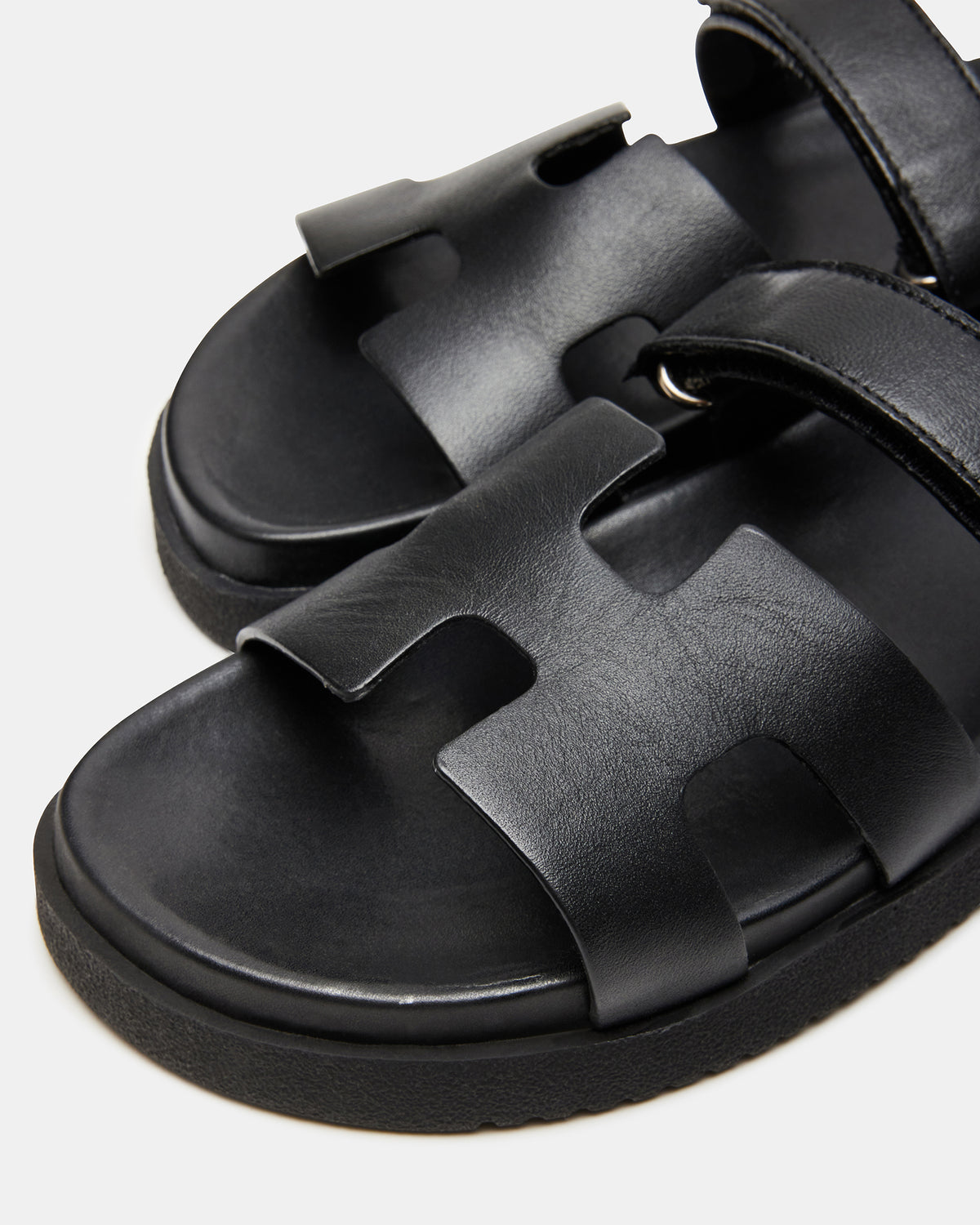 MAYVEN Black Leather Flatform Slide Women's Sandal - Steve Madden