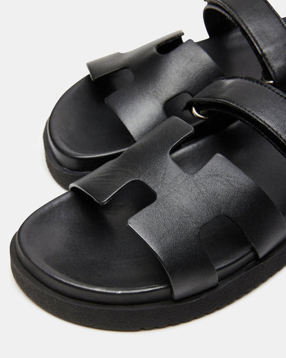 MAYVEN Black Leather Flatform Slide Women's Sandal - Steve Madden