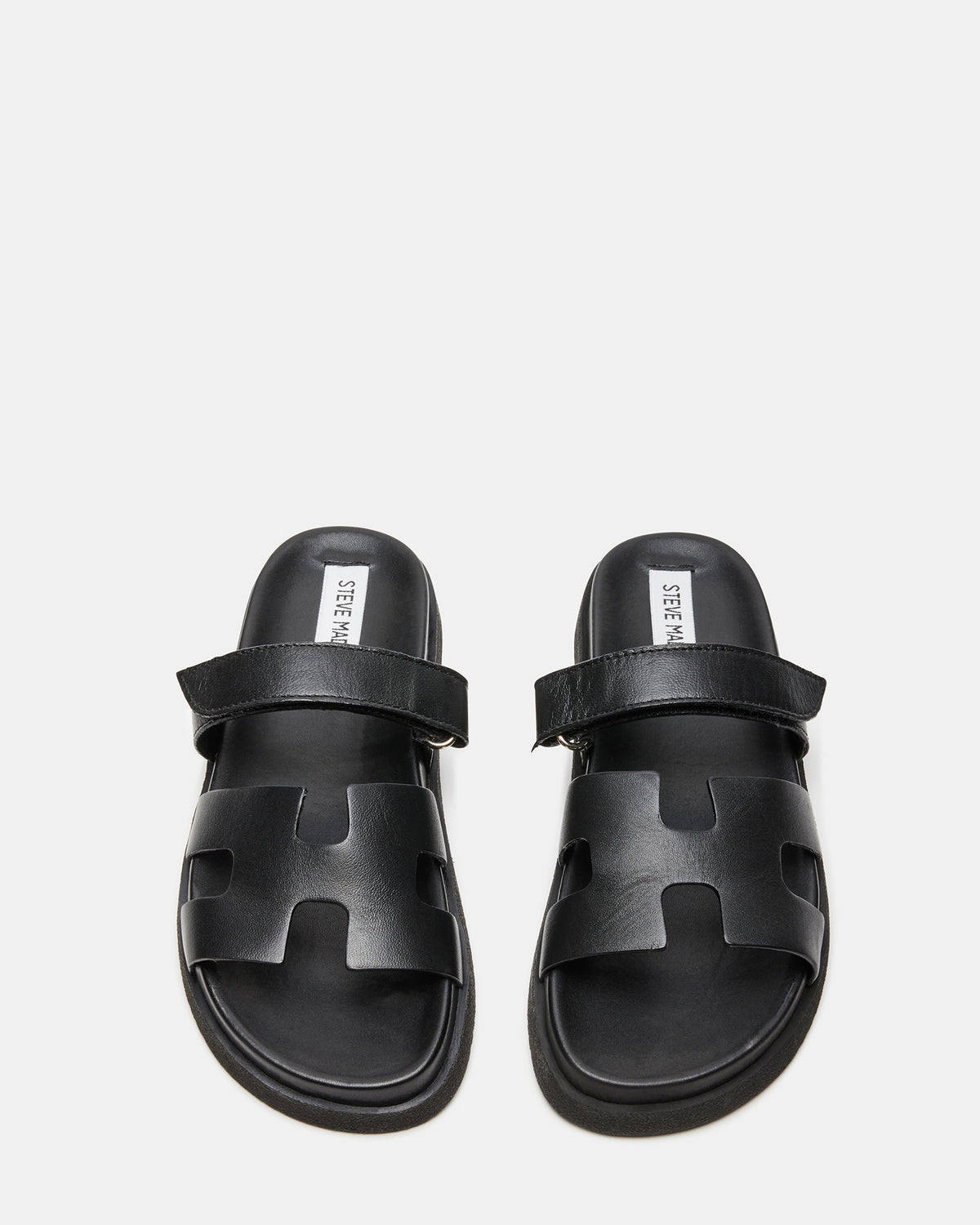MAYVEN Black Leather Flatform Slide Women's Sandal - Steve Madden