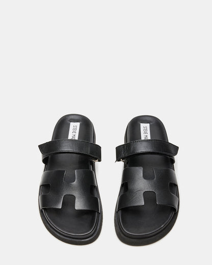 MAYVEN Black Leather Flatform Slide Women's Sandal - Steve Madden