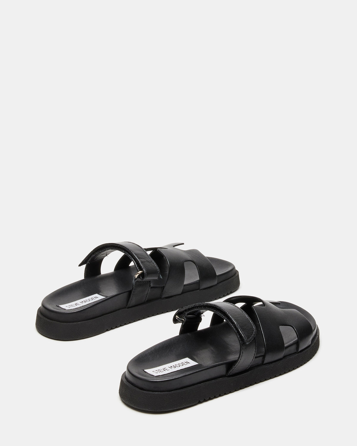 MAYVEN Black Leather Flatform Slide Women's Sandal - Steve Madden