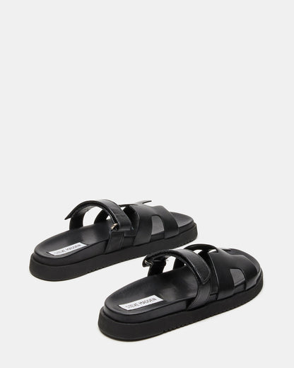 MAYVEN Black Leather Flatform Slide Women's Sandal - Steve Madden