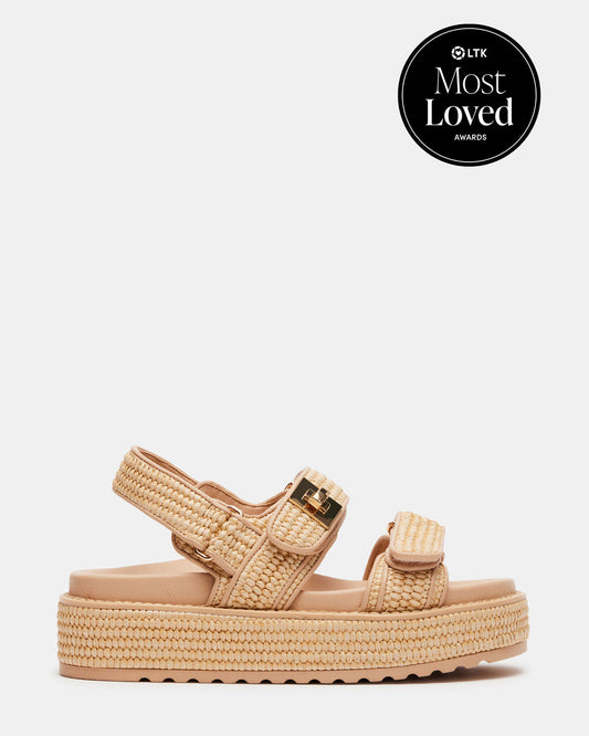 BIGMONA Natural Raffia Leather Women's Platform Sandal - Steve Madden