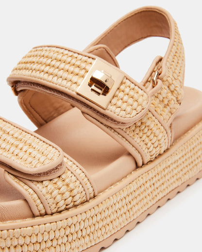 BIGMONA Natural Raffia Leather Women's Platform Sandal - Steve Madden