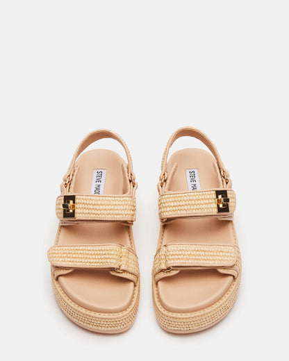 BIGMONA Natural Raffia Leather Women's Platform Sandal - Steve Madden