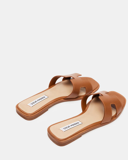 HADYN Cognac Leather Sandal | Women's Designer Sandals - Steve Madden