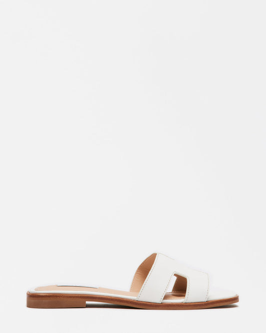 HADYN White Leather Sandal | Women's Designer Sandals - Steve Madden
