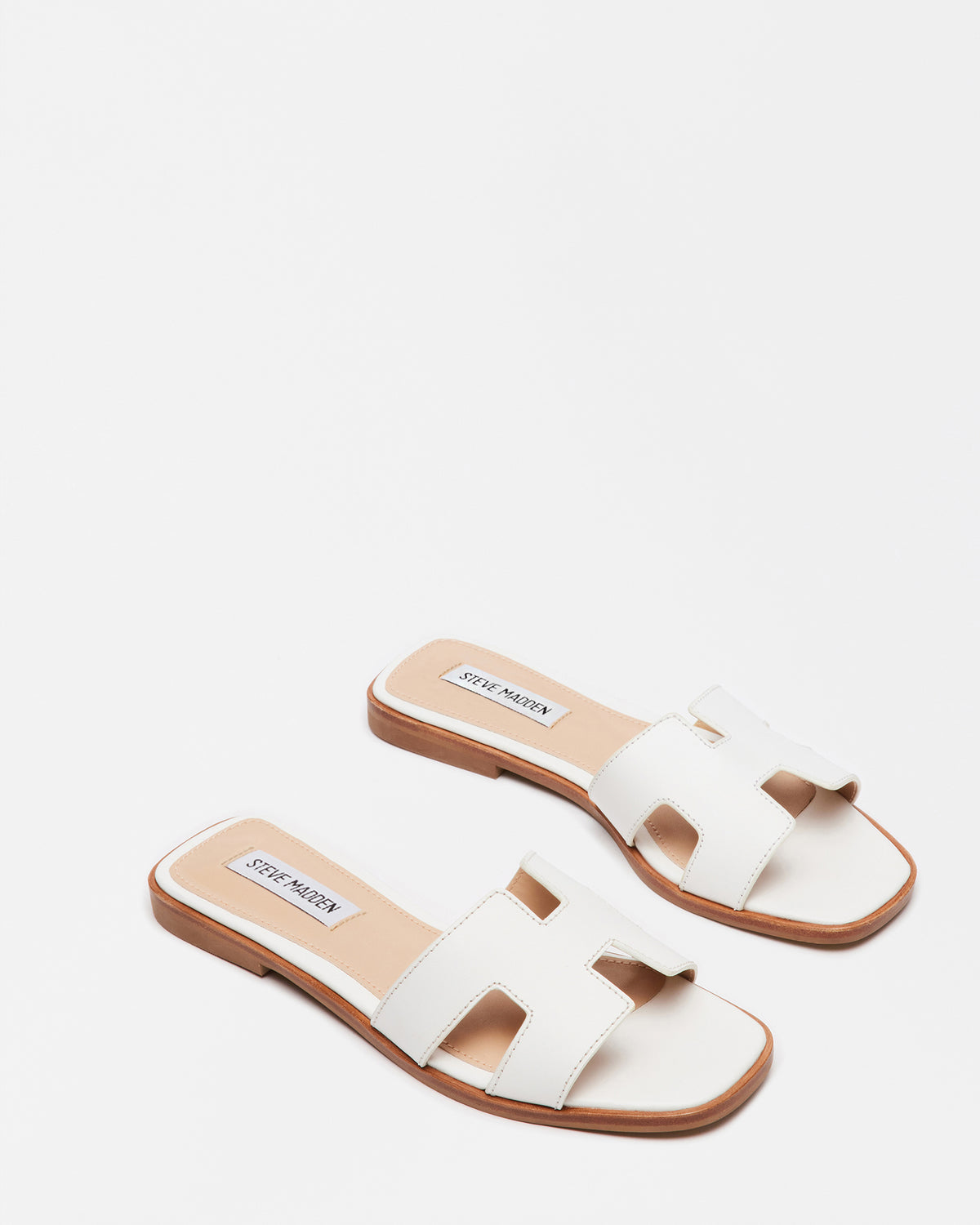 HADYN White Leather Sandal | Women's Designer Sandals - Steve Madden