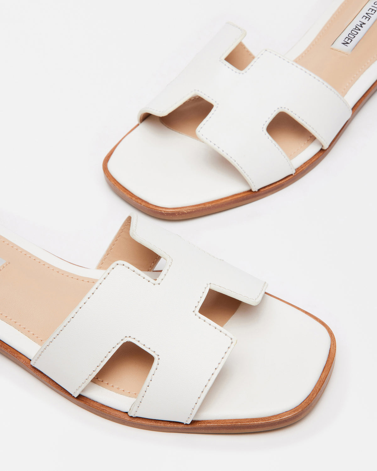 HADYN White Leather Sandal | Women's Designer Sandals - Steve Madden