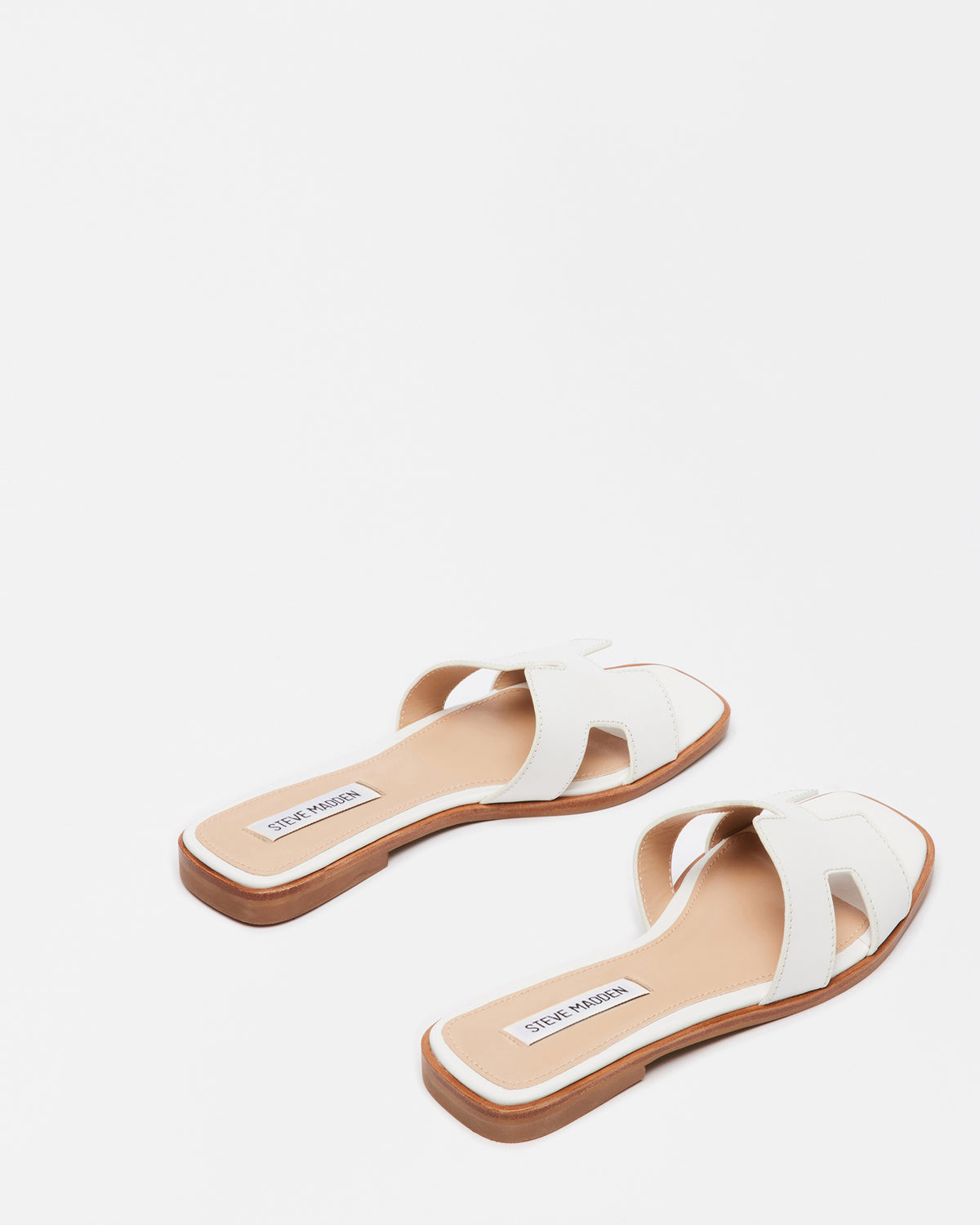 HADYN White Leather Sandal | Women's Designer Sandals - Steve Madden
