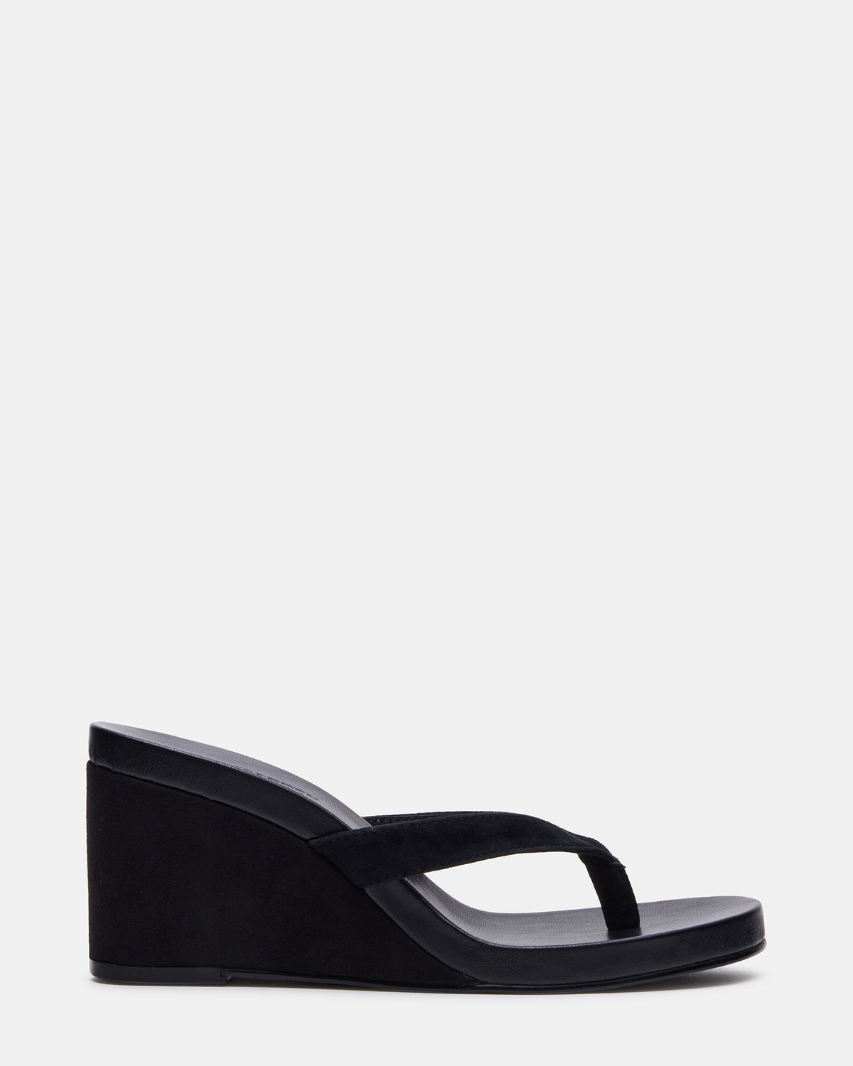 PLAYING Black Suede Thong Wedge Women's Sandal - Steve Madden
