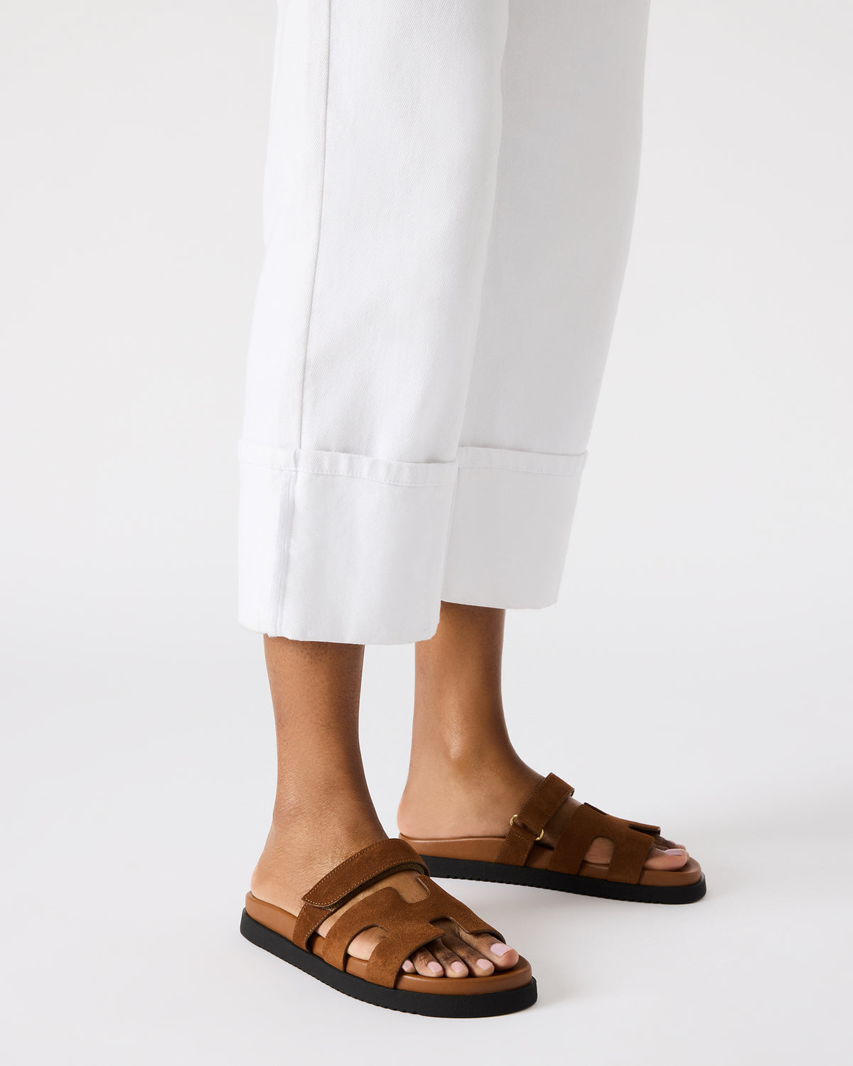 MAYVEN Camel Suede Flatform Slide Women's Sandal - Steve Madden