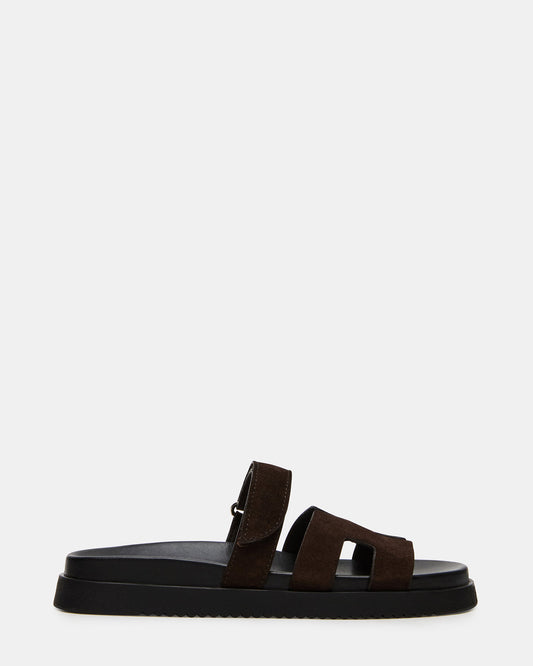 MAYVEN Chocolate Brown Suede Flatform Slide Women's Sandal - Steve Madden