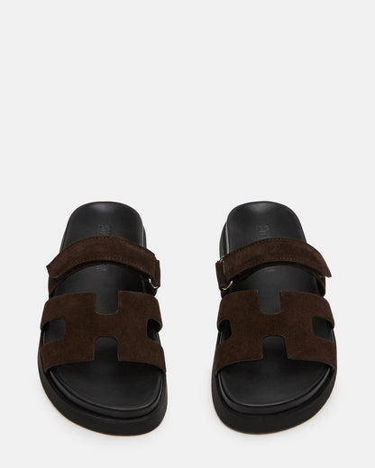 MAYVEN Chocolate Brown Suede Flatform Slide Women's Sandal - Steve Madden
