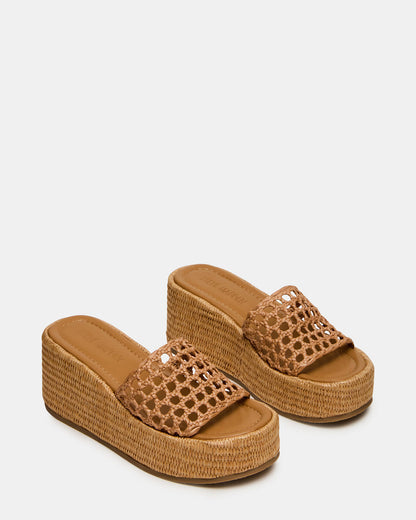 BRANDY Raffia Woven Mule Platform Slide Women's Sandal - Steve Madden