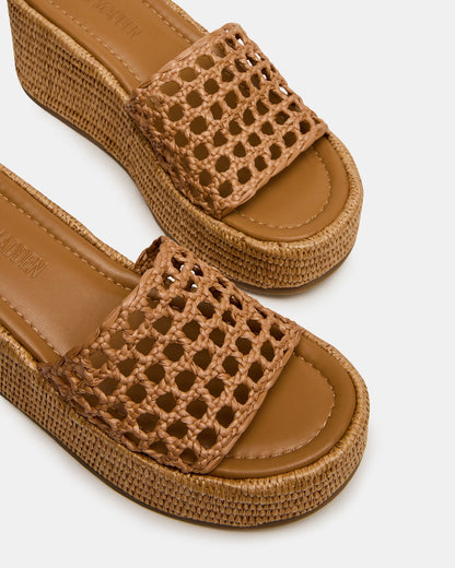 BRANDY Raffia Woven Mule Platform Slide Women's Sandal - Steve Madden