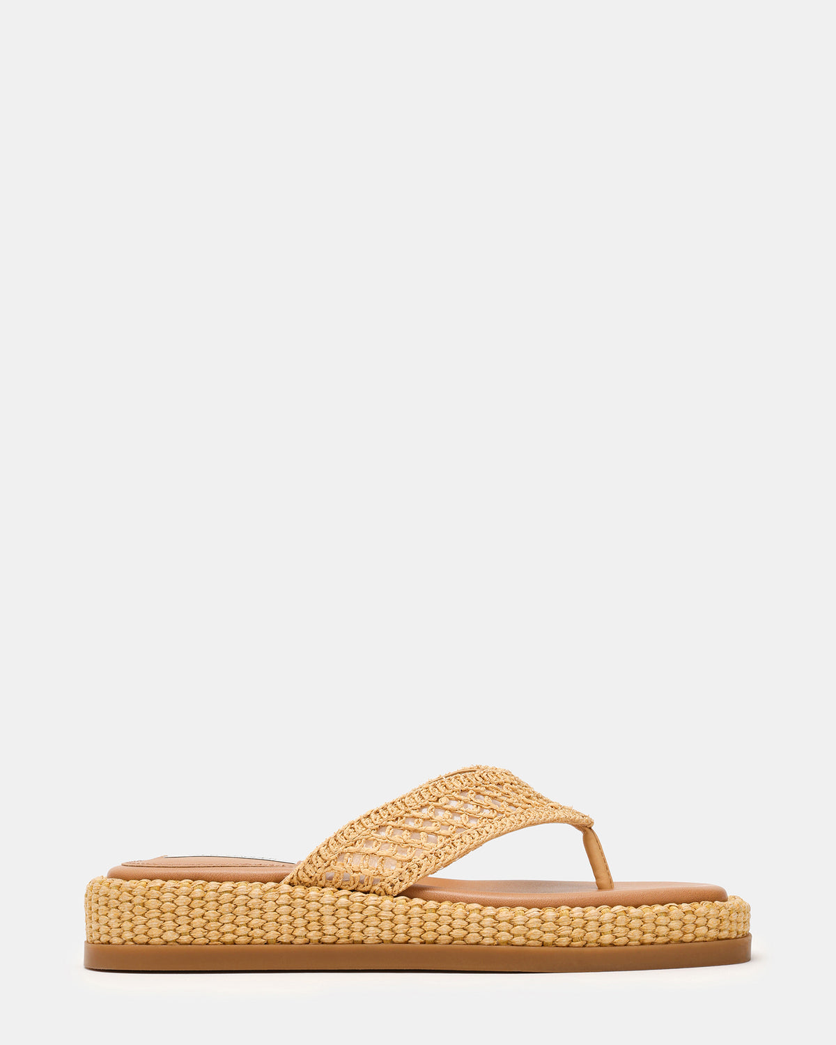 BELLA Natural Raffia Thong Square-Toe Platform Women's Sandal - Steve Madden