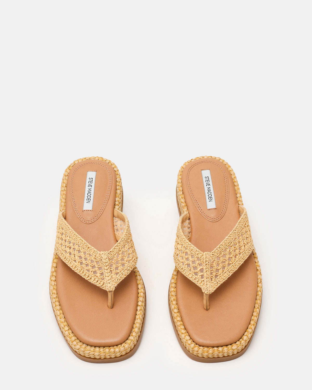 BELLA Natural Raffia Thong Square-Toe Platform Women's Sandal - Steve Madden